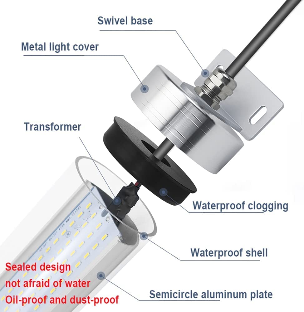 Luz De Herramienta A Prueba De Explosiones De Máquina CNC, Luz De Trabajo LED De 24 V/110-220 V. Lámpara De Tubo De Máquina Impermeable IP66, Para Iluminación De Garajes(Size:24W,Color:110v-220v)