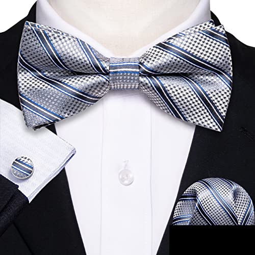 Image of YOHOWA Mens Bow Tie Set Paisley Coloful Pre-tied Bowties Adjustable with Handkerchief Cufflinks Wedding Prom Party
