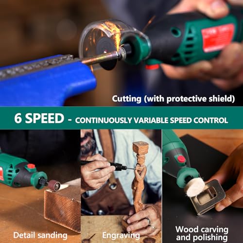 HYCHIKA 180W Rotary Tool, Variable Speed Rotary Tool Kit with Flex Shaft, 173pcs Accessories Kit & 8000-35000RPM Multi-Tool, Perfect for Cutting, Detail Sanding, Engraving, Wood Carving, and Polishing - image 4