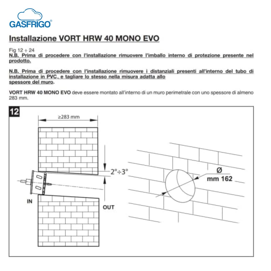 12437 HRW40 MONO EVO HCS recuperatore di calore, Ø160, ventilazione meccanica controllata con controllo umidità vmc modalità automatiche