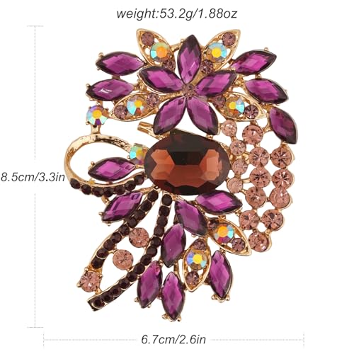 Image of Big Large Flower Statement Brooches Pins Scarf Decoration Gold Tone