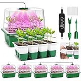 Verdenu 5 Stück Zimmergewächshaus Anzuchtkasten mit Pflanzenlichter, Mini Gewächshaus mit Erhöhten Deckel,...