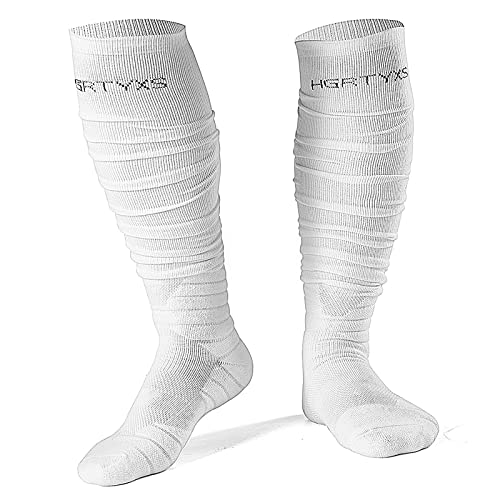 QEES Football Socks White Soccer Socks,Extra Long Scrunch Sock for Men Women Boys Youth Adults Football Accessories.2