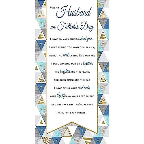 Piccadilly Greetings Sentiment Fathers Day Card Husband - 9 x 6 inches - Regal Publishing (C88408)