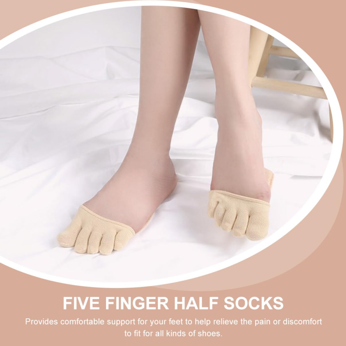 Baluue 2pairs Invisible Half Palm Socks for Women Non-skid Socks Comfortable Lightweight Design for Dry Feet Ergonomic Fit for High Heels Casual Wear Skin Tone