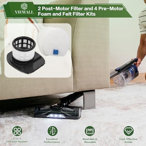 Image of IX141 Filter Replacement for Shark IX141AMZ IX140 IX142 IX144 IZ140 IZ141 IZ142 IZ242 WZ140 WZ240 WZ250 UZ145 UZ155 QZ140 Pet Cordless Stick Vacuum Part 616FJ140 & 617FJ140 2 Filter 4 Foam Felt Filter