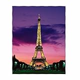 QH with Eiffel Tower Velvet Plush Throw Blanket Super Soft and Cozy Lightweight Blanket Perfect for