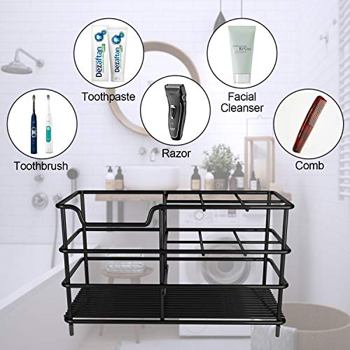 Toothbrush Holder,Upgrade 7 Slots Rustproof Black Toothbrush Holders,Stainless Steel Bathroom Toothbrush Toothpaste Holders Rack For Electric Toothbrush,Make Up Brush,Toothpaste,Cleanser,Razor #TOP6