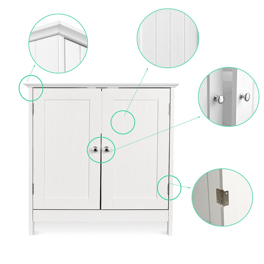 Mobile sottolavabo Bagno con 2 ante senza lavabo, mobile portaoggetti sotto lavabo in legno, mobile sottolavello, mobile da bagno su piedistallo, bianco, 60 x 30 x 60 cm