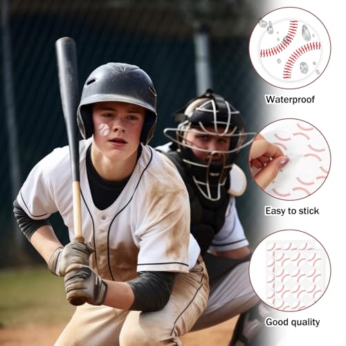 Yuomeaz 180Pcs Baseball Stickers, 1.18inch Self-Adhesive Baseball Sports Stickers, Decorative Baseballs Theme Labels for Party Favors, Birthday, Team, Gift, Helmets - Image 2