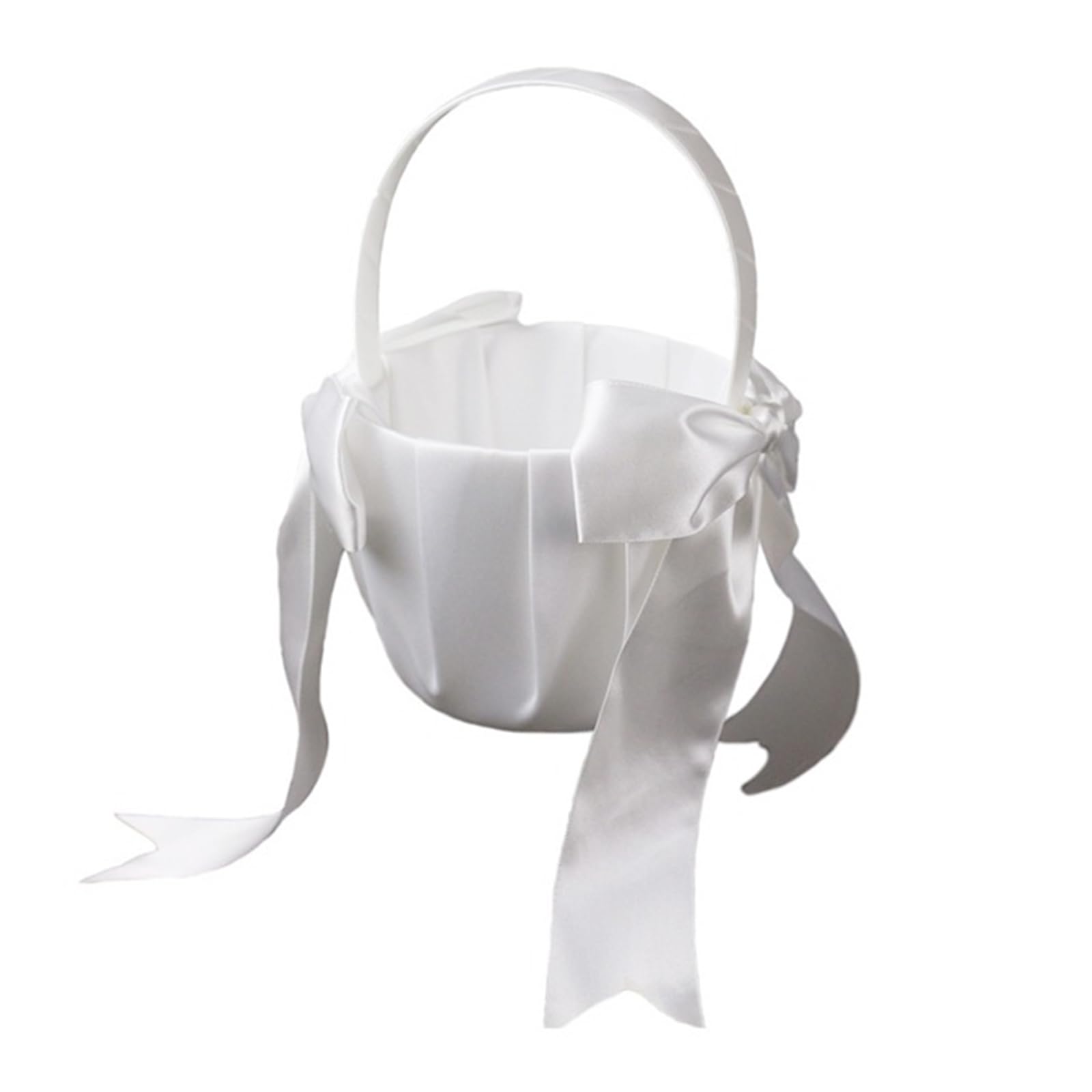 Decorative Wedding Decoration Flower Girls Basket Elegant Ribbon Bowknot Flower Basket for Wedding Ceremony Party Supply Decoration