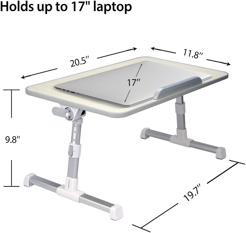 Bеѕt Dеаl Prоduсt Neetto Height Adjustable Laptop Bed Table, Portable Lap Desk with Foldable Leg, Breakfast Tray for Eating, Notebook Computer Stand for Reading Writing on Bed Couch Sofa Floor - Honeydew