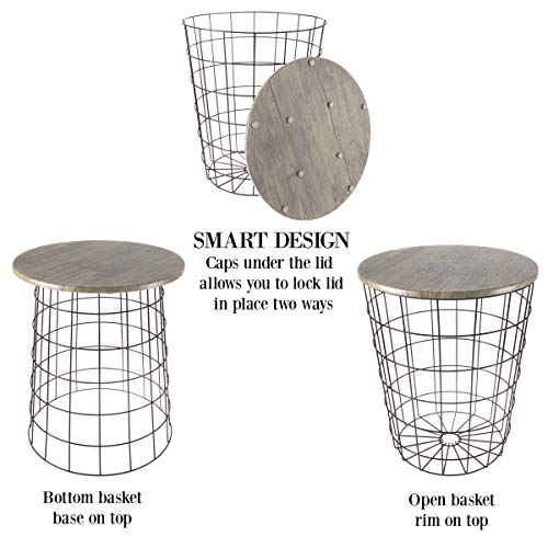 Lavish Home 80-ENDTBL-22 Set Of 2 Nesting Tables With Storage - Round Living Room Tables With Metal Frame And Wood Top thumb #4