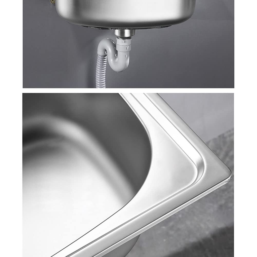 Lave-Vaisselle Intégré, Lavabo Monobloc Épais, Design d'angle en R, Capacité Accrue, Large Bonde De Vidange, Moulage Monobloc, Structure Robuste(Argent - 47 X 35 Cm)