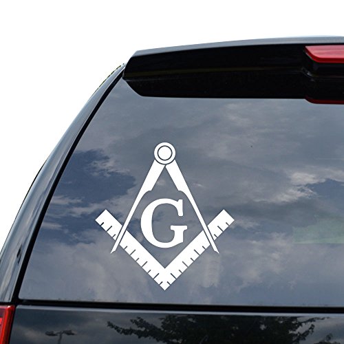 DiamondCutStickerz Freemason Masonic Tools Decal Sticker Car Truck Motorcycle Window Bumper Laptop Wall Decor - Size (05 Inch / 13 Cm Tall) - Color (Gloss White)