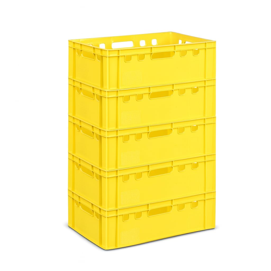 gardivo Eurobox - Caja para carniceros (5 unidades, 60 x 40 x 20 cm, apilable), color amarillo