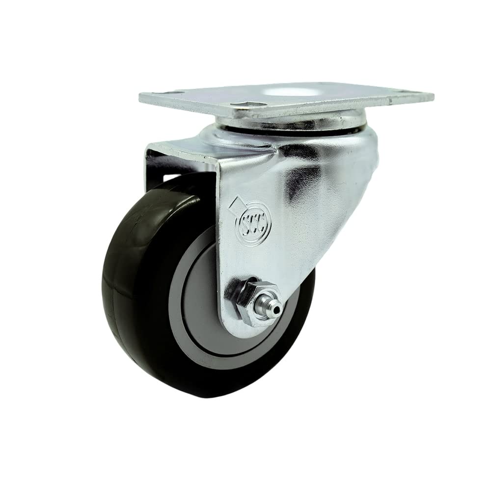 Polyurethane Swivel Top Plate Swivel Caster with 3.5 Inch Black Wheel - 300 lbs. Capacity Per Caster - Service Caster Brand