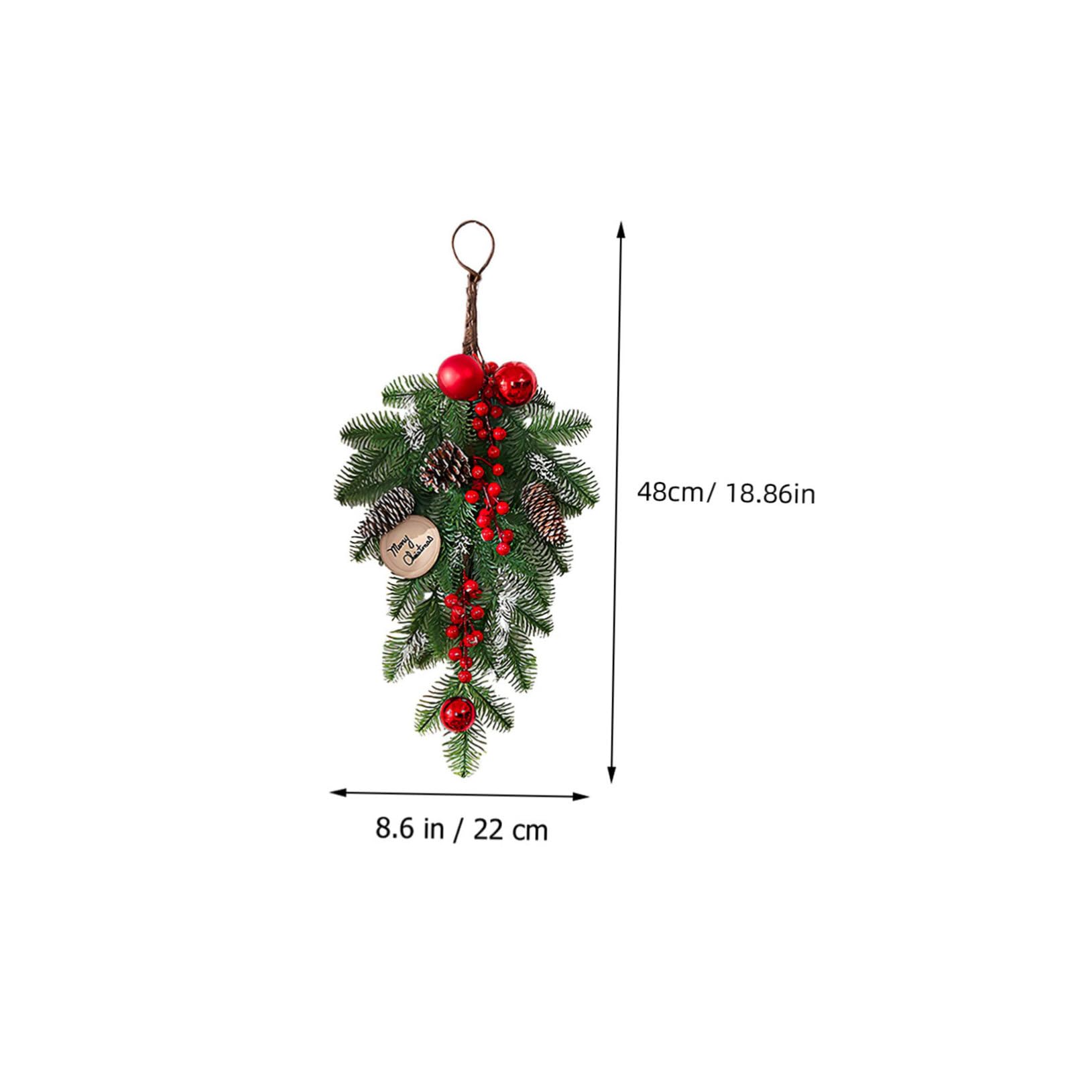 ifundom Christmas Railing Decorations Teardrop Swag Wall Decor Artificial Wreath Xmas Tree Hanging
