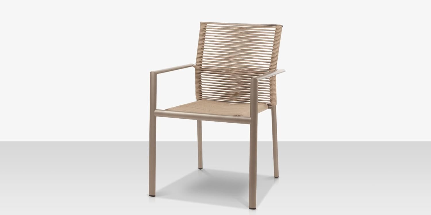 Source Furniture Avalon Aluminum Frame Patio Dining Arm Chair in Pewter Rope