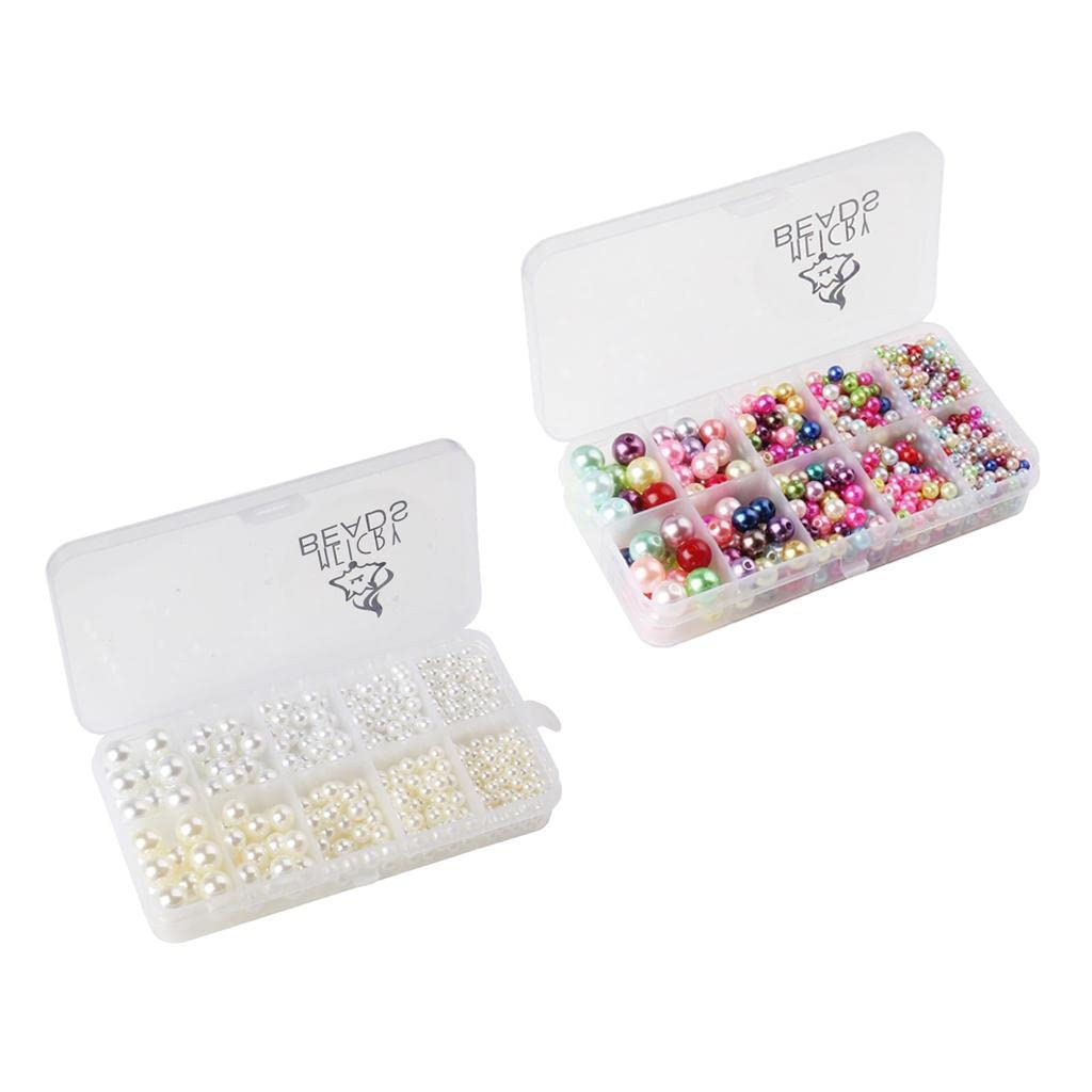 SNAPPSY 1000pcs Simulate Shiny Pearl Beads Luster Loose Spacers DIY Decorations White and Beige NO Hole-image-12