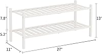 Vista 3 de Zapatero de bambú natural de 2 niveles Estante de almacenamiento apilable con combinaciones multifunción Zapateros independientes para una cómoda