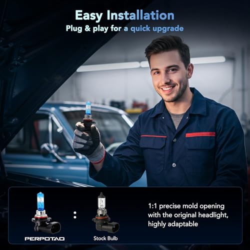 Image of 9005 /HB3 Halogen Headlight Bulbs, 12V 55W, 3800K Warm White, Road Legal, OEM-Grade High Performance, Upgraded Brightness, High /Low Beam Light Bulb Replacement, Long Life, Plug and Play, 2 Pack