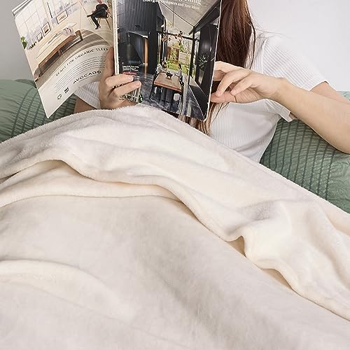 Image of Bedsure GentleSoft Fleece Blankets Queen Size Cream - Mothers Birthday Gifts for Women Bed Blanket Soft Lightweight Plush Fuzzy Cozy Luxury Microfiber, 90x90 inches