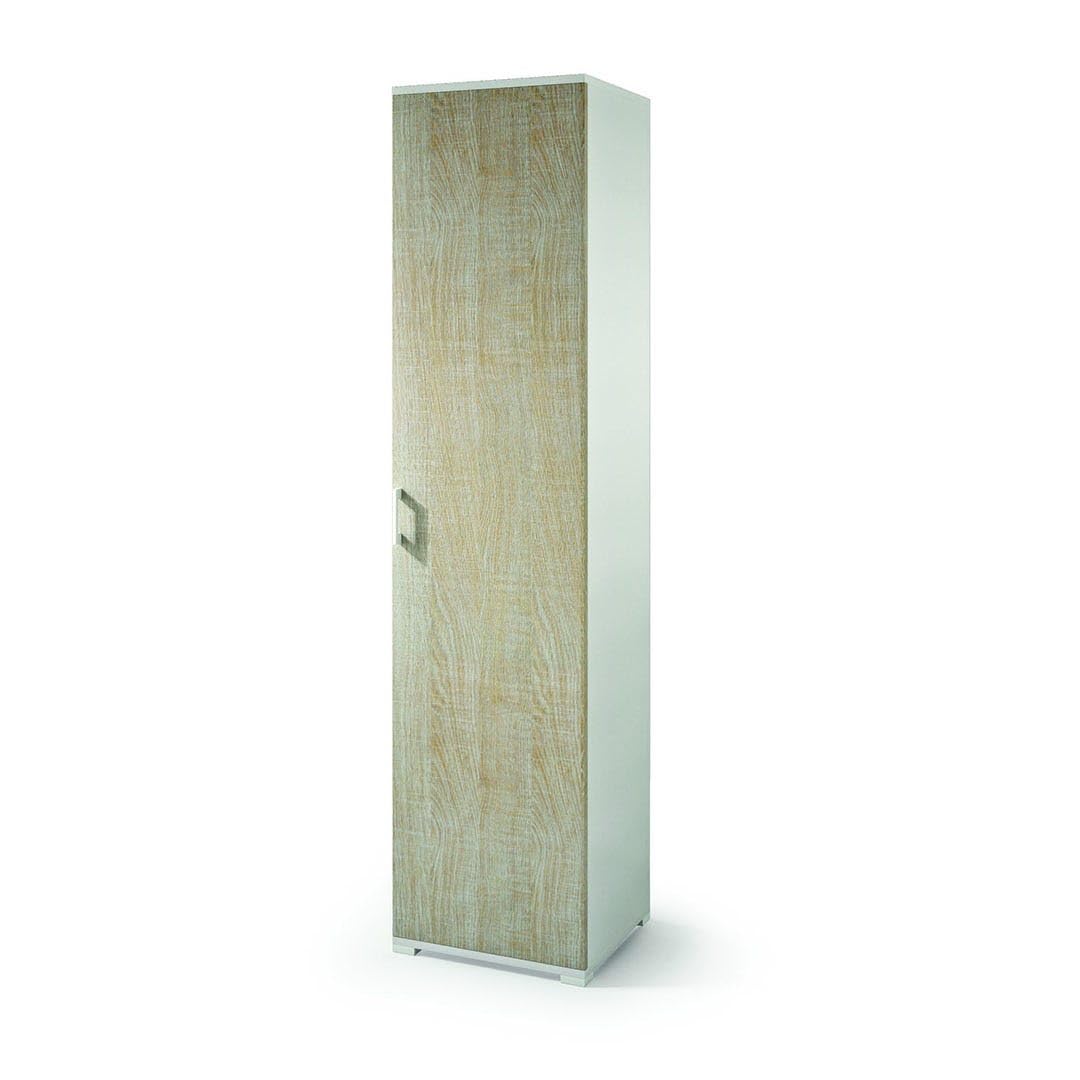 Kiamami Valentina - Colonna multiuso per bagno bianco con anta rovere 45cm