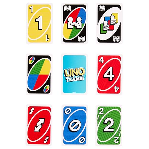 Mattel Games UNO Teams Kartenspiele für Kinder, Erwachsene und Familienabende, Partys und Reisen mit Sonderregeln für das Spielen in Zweierteams, HXT58 – Bild 6