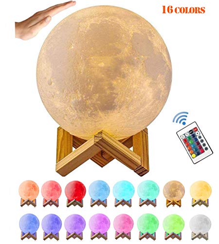 Moon Lamp, Xndryan 15CM LED Moon Lamp 3D Full Moon Light Lamp with Remote Control, 16 Colors & 4 Levels Brightness Mood Light, Night Lamp for Kid's Bedroom, Perfect Valentines Gifts for Her