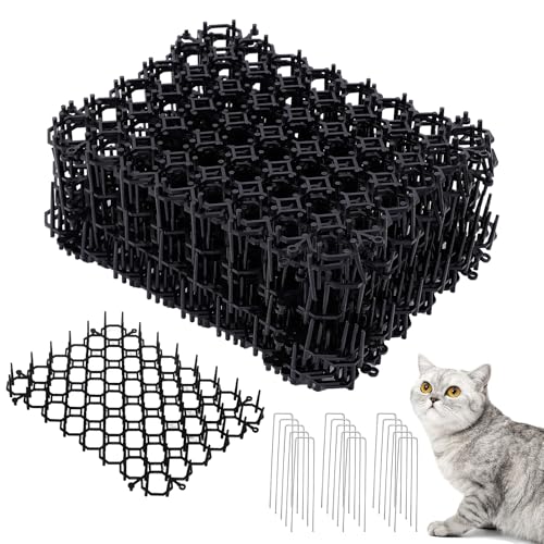 Zorplex 20x15cm Dissuasore per Gatti, 15 Pezzi Tappetino Repellente per Gatti,Plastica Dissuasori per Gatti, 15 Unghia Macinata a Forma di U, Tappetino domestico con punte, Anti Gatto Giardino