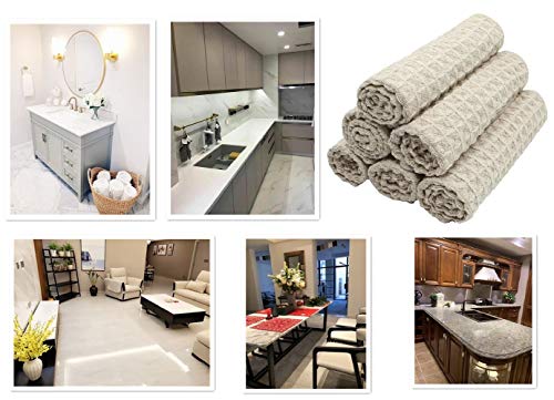 Verasong Microfiber Kitchen Cleaning Cloth Thick Dish Rags Waffle Weave Washcloths Dish Cloths Ultra Absorbent Odor Free 12Inch X 12Inch 6 Pack Khaki #TOP6