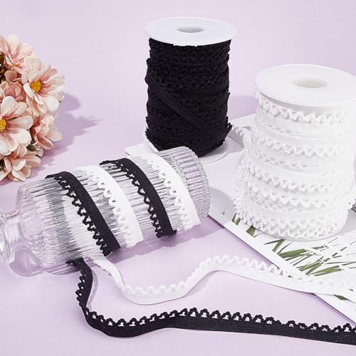 GORGECRAFT 27m 11mm Wide Picot Loop Elastic Lingerie Trim Frilly Spandex Lace Ribbon Stretch Band Webbing Decorative Edges Trimming for Underwear Dress Headbands Sewing Craft White - Image 4