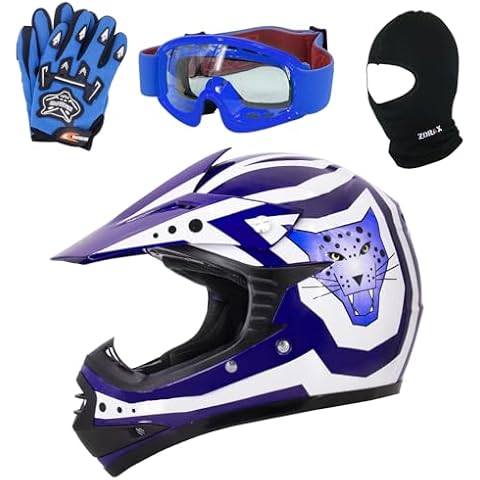 Zorax Blue XL Kids Motorbike Helmet Set Cover