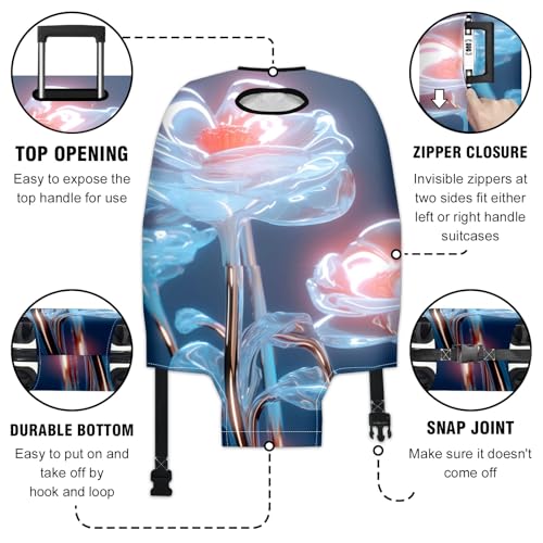 Travel Luggage Cover Suitcase Protector Scratch-Resistant Fit Not Included Suitcase Close Up On Glass Roses M-22-24in3