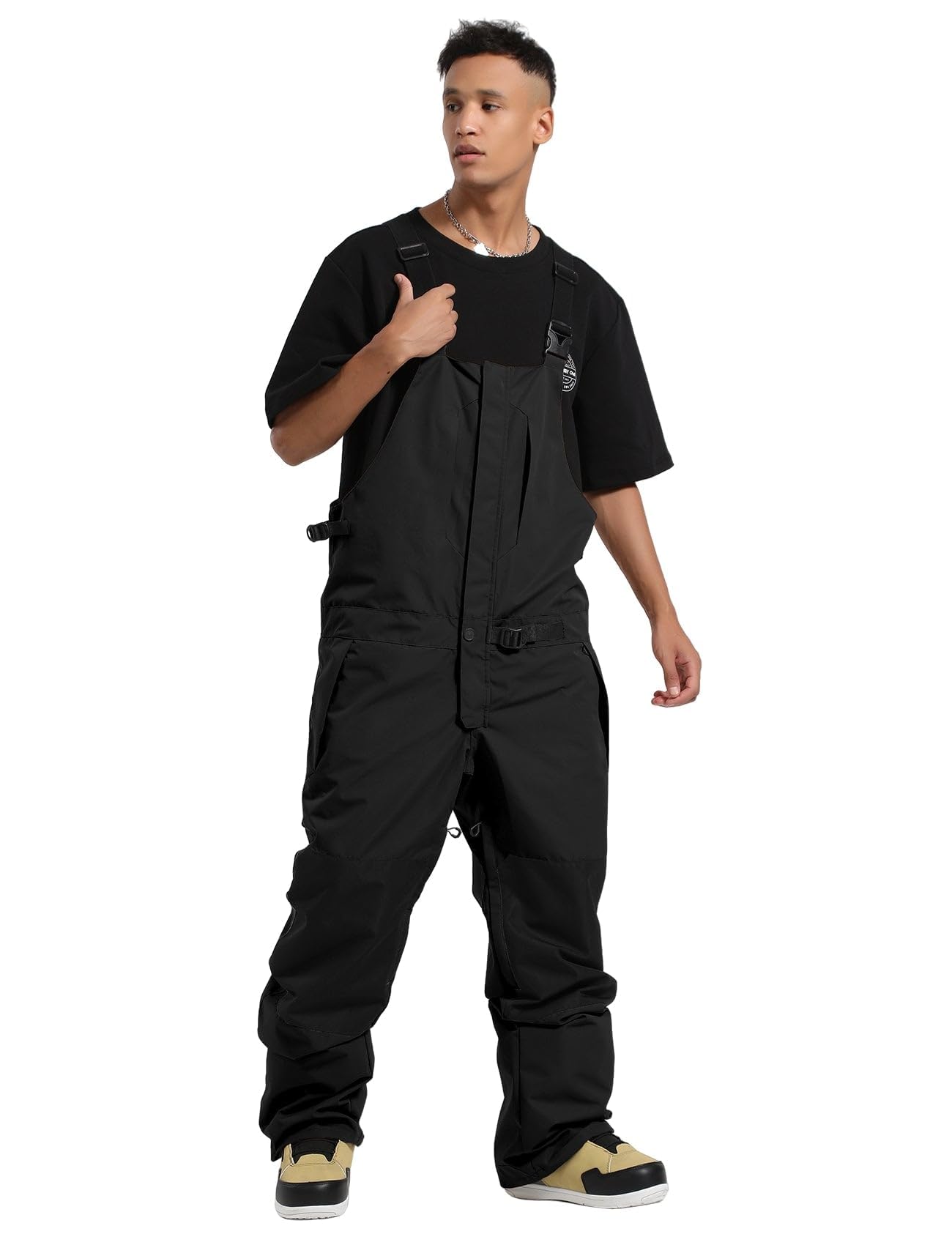 GSOU SNOW Herren Ski Bib Latzhose Skihose Snowboardhose - Multi Pockets Leicht Wasserdicht Winddicht Atmungsaktiv Warm