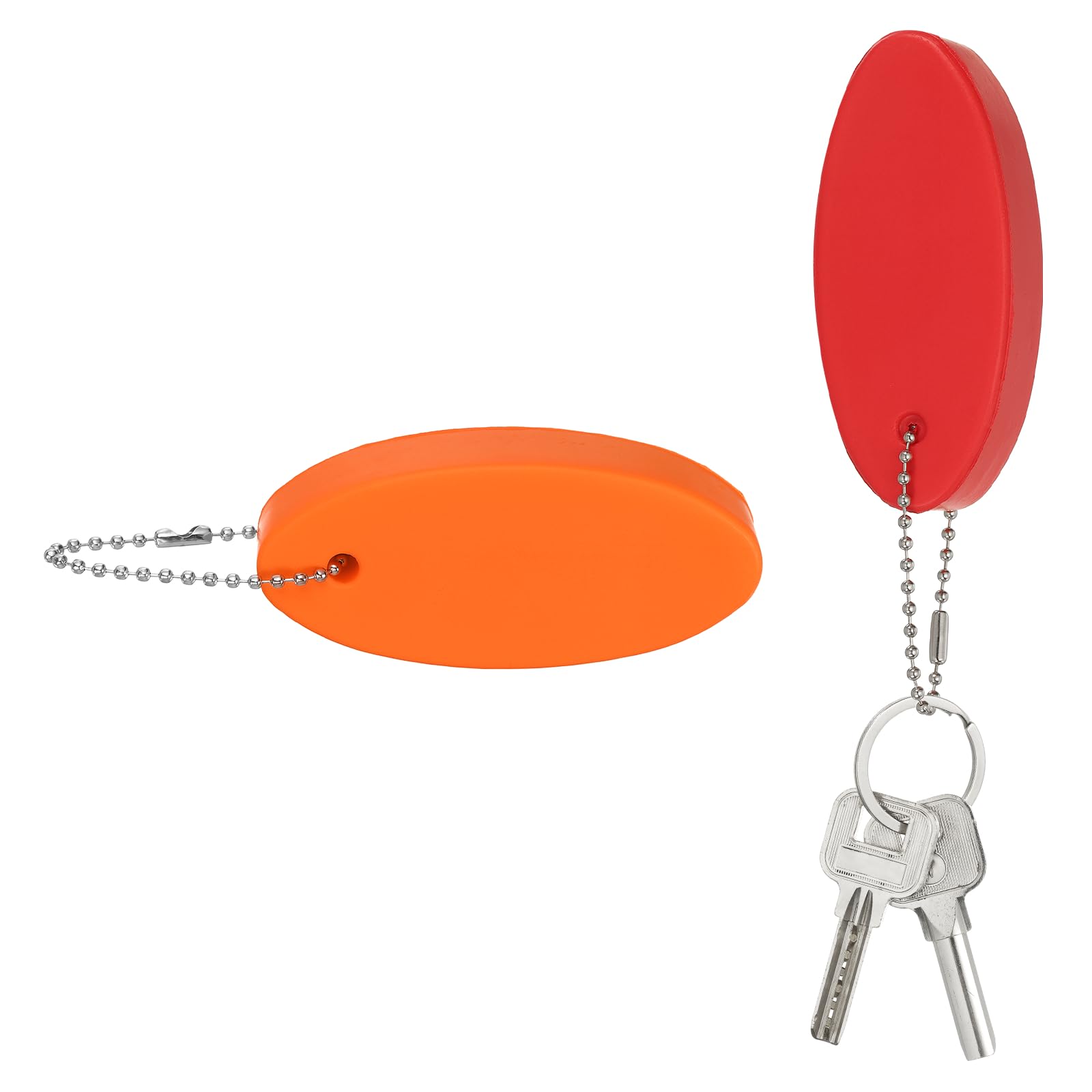 YELARXI Floating Keychain, Bright Color Key Float Keyring Holder Waterproof Float Boat Keys Pendant 2Pcs & Red/Orange-Fitting For(Boating/Fishing/Swimming/Kayak/Water Sports)