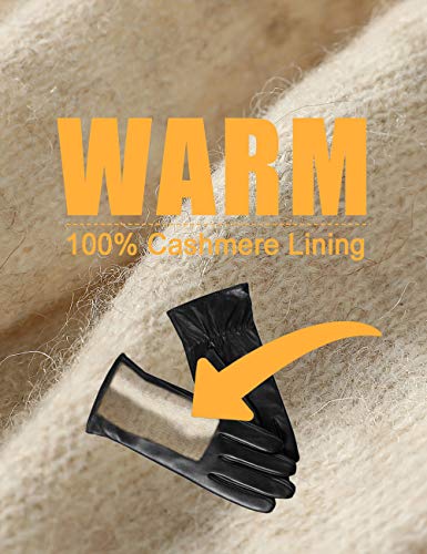 Super-soft Leather Winter Gloves for Women Full-Hand Touchscreen Warm Cashmere Lined Perfect Appearance Little small - Thumbnail 7