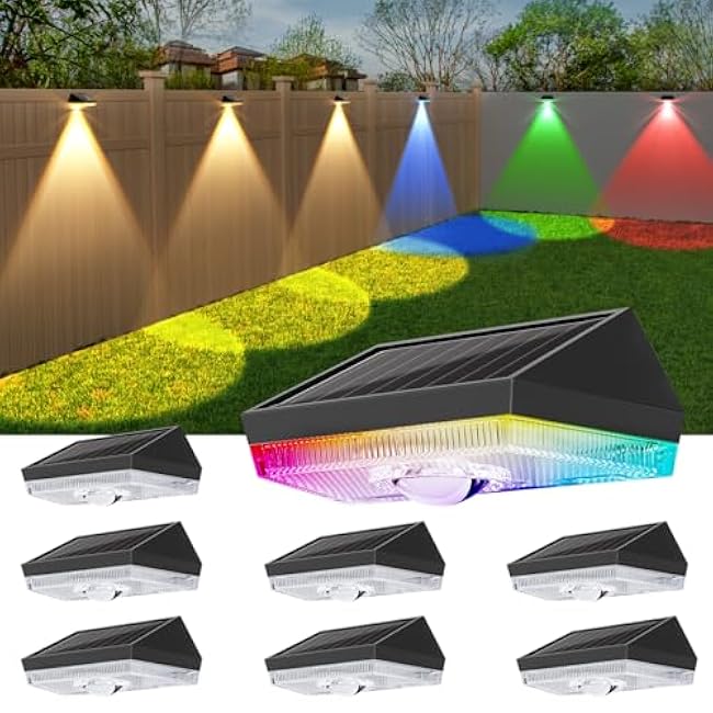 Ellasay Solar Fence Lights RGB Deck Light 8 Pack