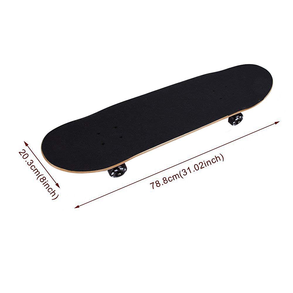 NPET Pro Skateboard Complete 31 Inch 7 Layer Canadian Maple Double Kick