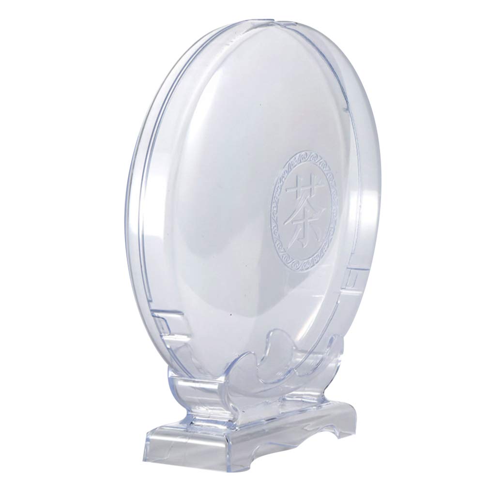 Hemoton Clear Puerh Tea Cake Storage Box Canister Gong Fu Puer Tea Saucer Storage Holder Chinese Display Stands Tea Cake Holder Stand