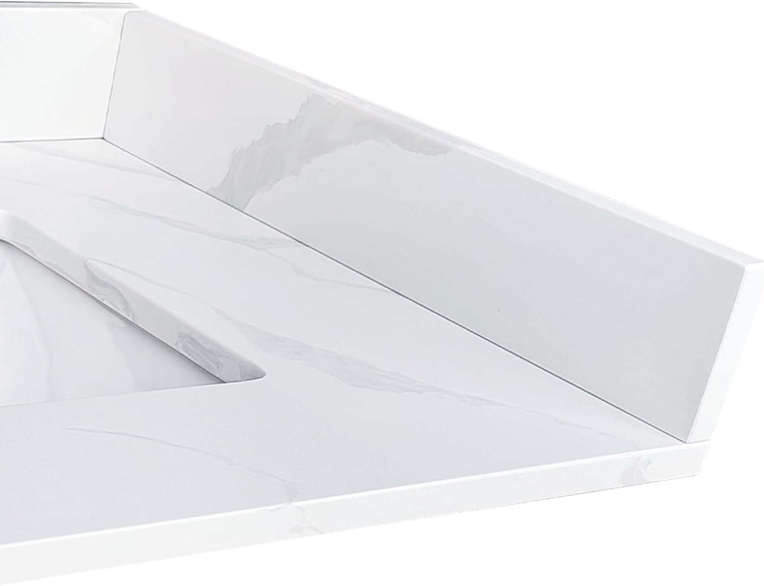 Montary 22-inch Quartz Bathroom Sink Side Splash, Suitable For Bathroom Vanity Sink Top Sizes, 4" Height Side Backsplash, Calacatta White