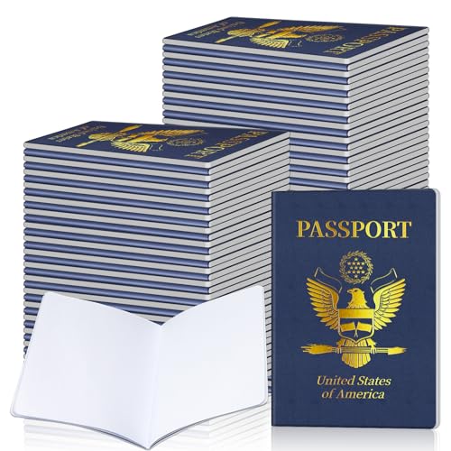 Kenburg 60Pcs Blank Passport Notebook Fake Passport Books for Kids Travel Journal 4 x 5.5Inch Blank Passport Notebook World Travel Pretend Activity Classroom School Projects Theme Party Favors