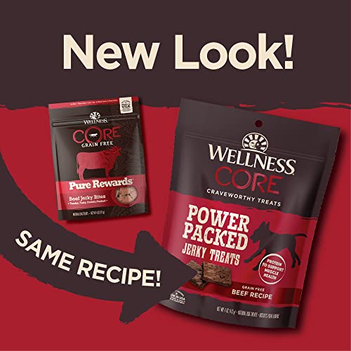 Wellness CORE Energy Packed Canine Treats (Beforehand Pure Rewards), Grain-Free Tender Jerky Treats, Made in USA (Beef Recipe, 4-Ounce Bag) Wellness CORE Energy Packed Canine Treats (Beforehand Pure Rewards), Grain-Free Tender Jerky Treats, Made in USA (Beef Recipe, 4-Ounce Bag)