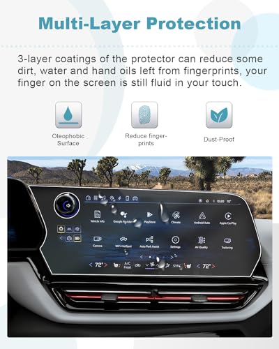 Image of CDEFG 2PCS for 2024 2025 Chevy Silverado EV 17.7 inch Screen Protector for 2024 2025 Chevrolet Silverado EV RST Rally Sport Truck Accessories Center Touch Screen Display Guard