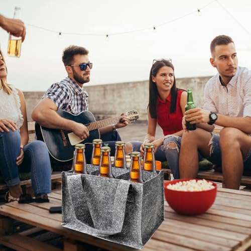 Männerhandtasche Bier Flaschentasche Filz 6 Flaschen Getränketasche mit Flaschenöffner Filztasche Flaschenträger Bierträger Getränketräger Flaschenkorb für Männer Frauen Wasserflaschen Wein Bier Party