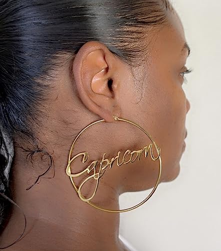 Boho Horoscope 12 Zodiac Sign Hoop Earrings 18k Gold Plated Womens Fashion Jewelry Astrology Inspired Jewelry Women Teens Hypoallergenic Lightweight Hoop Earrings3