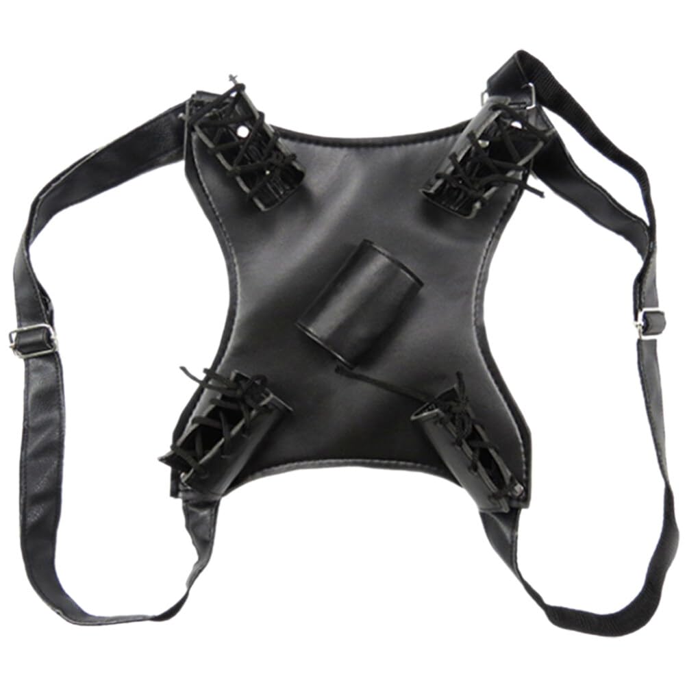 DOITOOL Sword Back Holder ：Leather Strap Dual Sword Adjustable Dual Use Belt for Kids and Adults Multi-Functional Cosplay Accessory ，Black