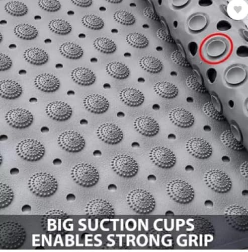 Image of Bathroom Shower Mat Non Slip, Anti Skid Bath Mat with Foot Scrubber & Drain Holes, Waterproof Silicone Bathroom Floor Mat for Bathtub, Shower & Kids Bath Safety (Rectangular)