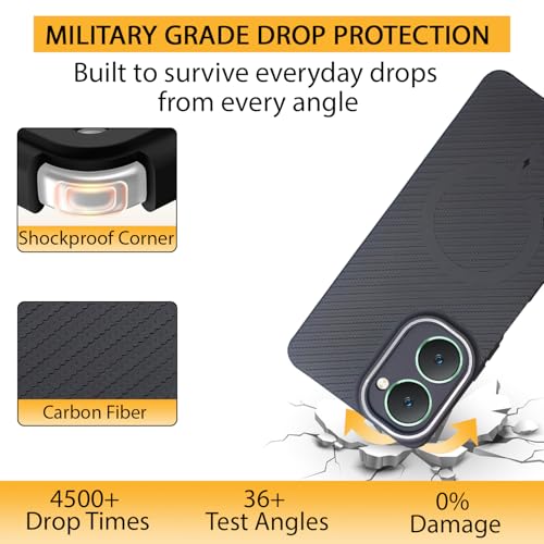 Image of LIRAMARK Rugged Carbon Fibre TPU Armor Silicone Back Cover Case for iQOO Z9 Lite 5G / Vivo T3 Lite 5G / Y18 / Y18e / Y03 / Y28s / Y37